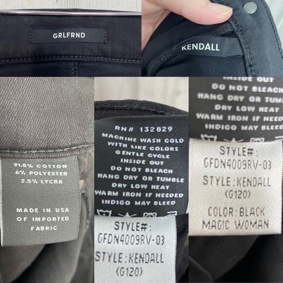 NWT GRLFRND Kendall Super Skinny Jeans Black High Waisted Classic Preppy Size 24 - Picture 8 of 10